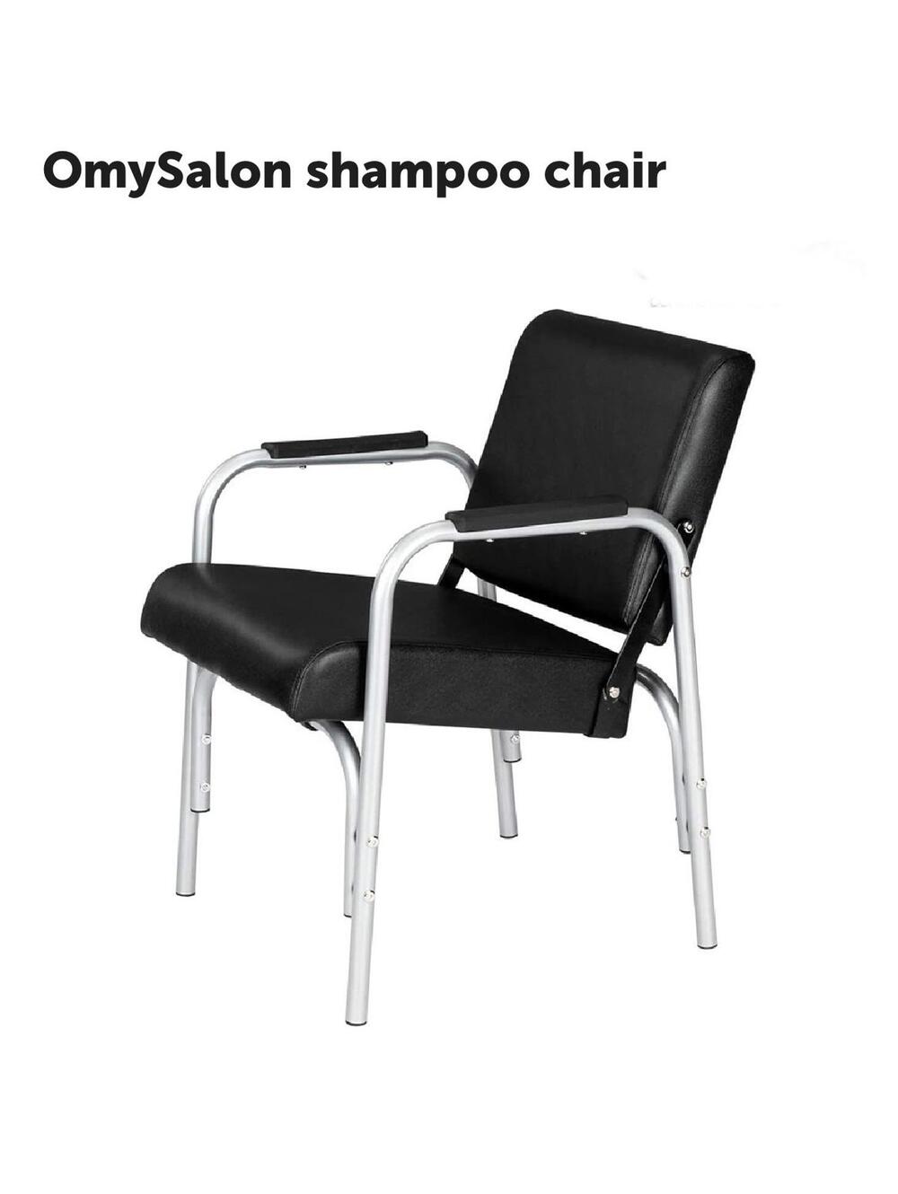 OmySalon Adjustable Shampoo Chair - Black legs/armrests